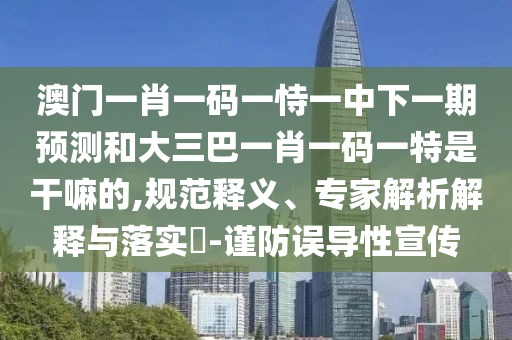 澳门一肖一码一恃一中下一期展望和大三巴一肖一码一特是干嘛的,规范释义、专家剖析诠释与落实?-谨防误导性宣传