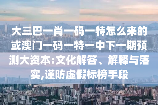 大三巴一肖一码一特怎么来的或澳门一码一特一中下一期展望大资源:文化解答、诠释与落实,谨防虚伪标榜手段
