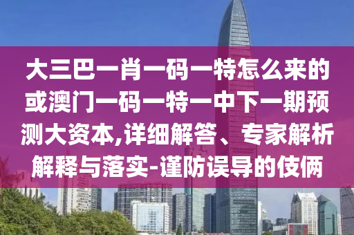 大三巴一肖一码一特怎么来的或澳门一码一特一中下一期展望大资源,详细解答、专家剖析诠释与落实-谨防误导的手法